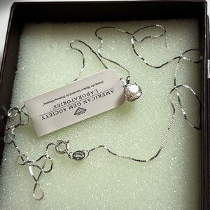 14K white gold  Pendant sparkle Round Brilliant Stone  18 in approx 3/4 Ct New